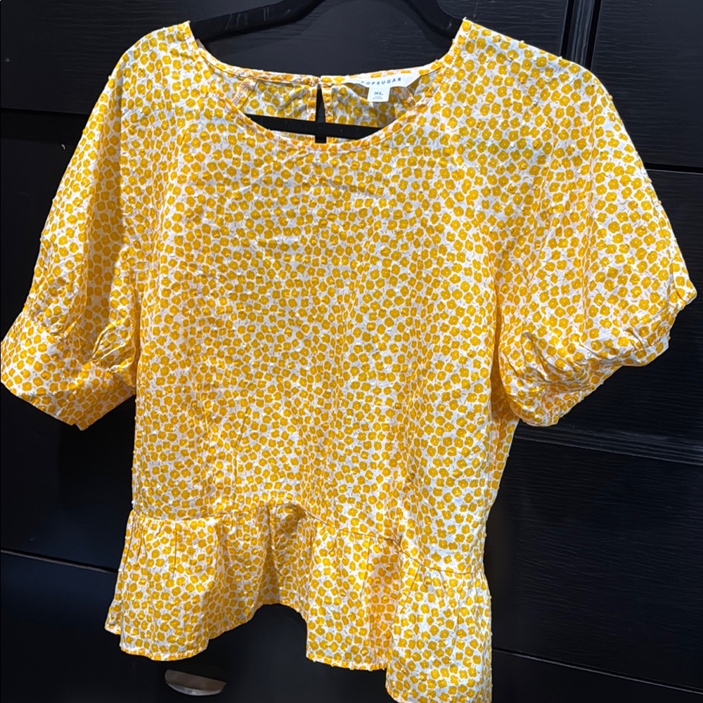 POPSUGAR Yellow Patterned Blouse